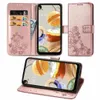 Avtryck Lucky Clover Leather Wallet Falls för Samsung Galaxy S23 Ultra Plus A14 5G A23E X Cover 6 Pro M13 4G A04S A13 5G Obs 20 iPhone 12 Flower Flip Cover Telefonpåse