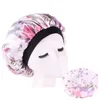 Flor elasticidade cabida chapéus cabeça envoltório cabelo bonnets circular cetim seda banho chapéu de sono aba larga chuveiro acessórios do quarto senhora 4 5161606