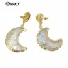 WT-E633 Raw Quartz Drop Earrings Star en Moon Earring met vergulde Mode Crystal Quartz Oorbellen Witte Stone Oorbellen