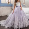 Kids Girls Party Dress Wedding Princess Lace Evening Gown Dresses Bithday Gift Pageant Dress Lace Appliques Back to school uniform