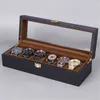6 10 12 Gitter Uhrenbox Holz Glas Box Brillenetui Aufbewahrungsorganisator Luxus Schmuck Display Multifunktionsbox Uhr Schwarz CX2008175o