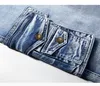 Calça jeans masculinas Moda Mens Cargo Denim Shorts com multi-bolsos em linha reta fita fita casual curto para o tamanho lavado masculino 29-38