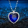 Hot Selling Titanic Necklace The Heart Of The Ocean Diamond Necklace Crystal chain luxurious heart Pendant Necklaces for Women