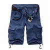 Men's Shorts Mens Cargo 2021 육군 위장 남성 면화 느슨한 작업 캐주얼 짧은 바지 플러스 사이즈 벨트 없음