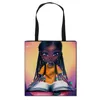 Borse da donna stampate Nuovo stile 58 colori Afro Lady Cartoon Shopping Bag Borse a tracolla pieghevoli portatili Borsa a tracolla grande da donna