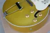 Factory Custom Hollow Gold Electric Gitara Z Chrome Hardwares, White Binding, White PickGuard, można dostosować