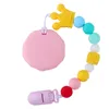 2 stks / set fopspeen cliphouder ketting siliconen bijtring pasgeboren baby shower cadeau