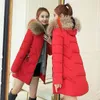 Hooded Winter Jacket Kvinnor Plus Storlek Fur Collar Lång Kvinnor Vinterrock Tjocka Högkvalitativa Varma Jackor Parka Outwear