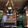 Урожай ретро лофт привело люстра огни ресторан столовая бар кафе свет гостиной одежды салон droplight пеньковый канат подвесной светильник
