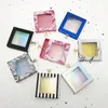Cristal Handle Cuadrado Lajas Caja Alsse Eyelash Caja de embalaje Falso 3D Mink Palestes Cajas Faux Cils Strip Diamante Caso Magnético Vacío 10 PCS