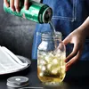 Straw tumblers Mason Cup Clear Glass Vegetable Salad Jar With Lid Straw Breakfast Juice Glass Straw Cup XD23798