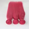 Extensions Hot Pink Fuchsia Human Hair Weaves Brasilian Straight Virgin 100Gram/Piece