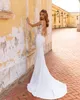 Gorgeous 2021 Mermaid Lace Satin Wedding Dresses Bridal Gowns With Detachable Train Appliqued Backless robe de mariée