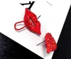 NEW Sexy Red Lip Diamond Stud Earrings Vintage Fill Rhinestone Big Stud Earring Women Girl Fashion Evening Party Jewelry Valentine Gift