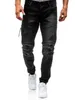 Men's Jeans Fashion Streetwear Vintage Blue Black Color Skinny Destroyed Ripped Broken Punk Pants Homme Hip Hop Men