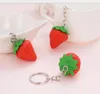 500pcs Strawberry keychain Red Lovely Charm Pendent Pendant Purse Bag Car Key Ring Chain Jewelry Gift Fruit Fashion