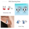 Authentic 925 Sterling Silver Earrings Insect Honey Bee Animal Dog Cat Stud Earrings for Women Girls Kids Fashion Jewelry Gift6410781