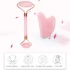 Massageador de rosto de slimming rosa roller rolo de jade natural massagem facial rolo de pedra massagem massager de face Ferramenta de elevação 9201595