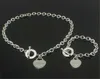 Regalo di Natale 925 Collana d'argento con braccialetti d'amore Set di gioielli con collane con ciondolo a forma di cuore per matrimonio