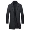 ウールの男性コートシングルブレストソリッドウィンターメンズトレンチコートジャケット高品質暖かいプラスサイズ男性長袖オーバーコートシック