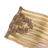 Highlight Honey Blonde Clips In Sur Les Extensions De Cheveux Humains Panio Couleur 27613 Droit Brésilien Remy Coloré Weave Clip Ins Épais 736814276