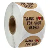 Papel Kraft Obrigado pelo seu pedido adesivos adesivos Etiquetas DIY Decoração de saco de presente de Natal 500pcs 1inch