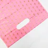 25x35cm Pink Lace Gold Dot Plastic Handle Bags Christmas Gift Clothing Packaging Plastic Gift Bag With Handles 50pcs