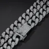 Männer Hip Hop Iced Out Bling Kette Halskette Pflasterfassung Strass 20mm Breite Miami Kubanische Ketten Halsketten Hiphop Schmuck