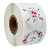 500 Stück Rolle 2,5 cm Danke Blumenpapier selbstklebende Aufkleber Etikett für Süßigkeiten Party Geschenkbox Verpackung Tasche Dekor