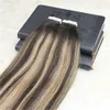 Remy Tape in Hair Extensions Balayage Color Dark Brown #2 Fading to Blonde #27 Mixed #3 Unprocessd Real Hair Seamless 100g 40pcs