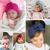 INS 18 Colors New Fashion Pleated Flower Baby Cap Elastic Cotton Solid Colors Hair accessories Beanie Cap Multi color Infant Turban Hats