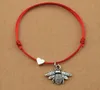 20pcs/lot Fashion Honey Bee Charm Bracelets Red Cord String Rope Heart Love Mini Animal for Women Men Boyfriend Girlfriend Jewelry