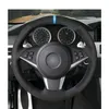 Copertura del volante dell'automobile dell'indicatore blu chiaro della pelle scamosciata nera per BMW E60 530d 545i 550i E61 2005-2009 E63 E64 630i 645Ci 650i