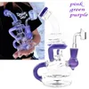 lavender purple 8inch dab rig percolator glass hookah bong spray bottle water pipe oil rigs smoking pipe 14mm banger