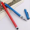 100 stks / partij 2 in 1 capacitieve pen touchscreen tekening pen stylus touch hoofd neutrale metalen pennen voor tablet pc smart phone