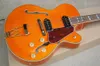 Guitare électrique orange creuse personnalisée en usine avec matériel doré, reliure crème, micros P90, Pickguard rouge, peut être personnalisée