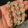 12mm Yellow Gold Mariner Link Chain Necklace Armband Real Ice Iced Choker Halsband Kubik Zirkonium 7-24 tum Oval Link Chain230f