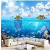 3d landscape wallpaper Underwater world island landscape wallpapers painting 3D background wall