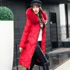 여자 겨울 재킷과 코트 2020 캐주얼 긴 슬리브 큰 모피 칼라 다운 코트 여성 느슨한 따뜻한 후드가있는 파카 플러스 크기 2xl