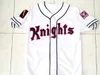 # 9 Roy Hobbs 1984 New York Knights O Botão de Filme Natural Down Baseball Jersey 100% Costume Personalizado Jerseys Cinza Branco Frete Grátis