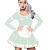 Plus Rozmiar Mokry wygląd Długi Rękaw Pokoju Sukienka Kobiety Vintage Servant Cosplay A-Line PCV Mini Dress Fancy Cosplay Costume z fartuchem