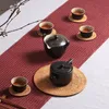 6Pcs / Kungfu Çay Aksesuar Yuvarlak bulaşığı Placemat Bulaşık Mat Rattan Dokuma Kupası Mat Pad Çapı 8 cm için Altlıkları Set İçki