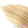 Highlight Honey Blonde Clips In On Human Hair Extensions Panio Color 27/613 Straight Brazilian Remy Colored Weave Clip Ins Thick 70g 100g 120g Set