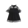 Autumn Lace Dress Spring Family Matching Outfits Mother And Daughter Black Dress Lace Dresses With Bell sleeve 2 pcs/set wholesale