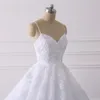 2021 Prawdziwe zdjęcie Suknia White Wedding A-Line Spaghetti V-Neck Zipper Open Back Tulle Vestidos de Novia Robes De Marioe Party Suknie ślubne