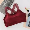 Gymkläder Sexig Tillbaka Padded Sport Bras Cross Straps Yoga Sport Bra Topp Kvinnor Stötskyddad Andbar Fitness Running Vest Sportkläder