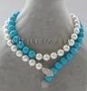 Fashion Jewelry 32quot 12mm White Grey Perfect Round South Sea Shell Pearl Necklace Silver16051377