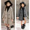 2020 Autumn Winter Girls Hairy Coat Fashion Design Long Coat for Girls Kids Outerwear Grid pattern 4 to 12 years old LJ200828