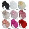 INS 20 Colors New Fashion Pleated Stereo Flower Baby Cap Elastic Cotton Solid Colors Hair accessories Beanie Cap Infant Turban Hats