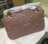 Tasarımcı Kadınlar Marmont Çanta 443497 Kalp Zinciri Omuz Çantası Moda Lady Crossbody Flep Messenger Çantaları 26cm 30cm Gerçek Deri Çantalar